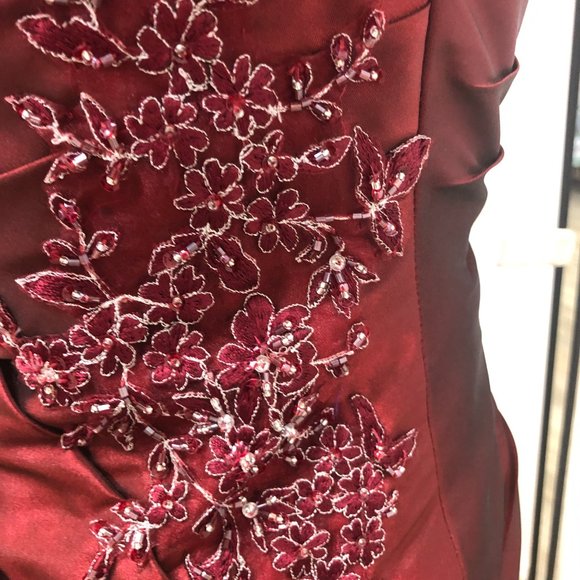 NEW 2-Piece Cranberry Mother of the Bride/Groom Formal Holiday Dress SIZE 6 - Picture 5 of 14